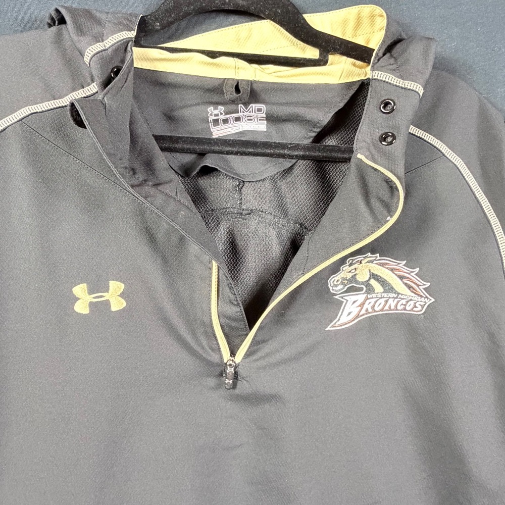 Under Armour Western Michigan Broncos Quarter Zip Hoodie Mens Medium Black Gold